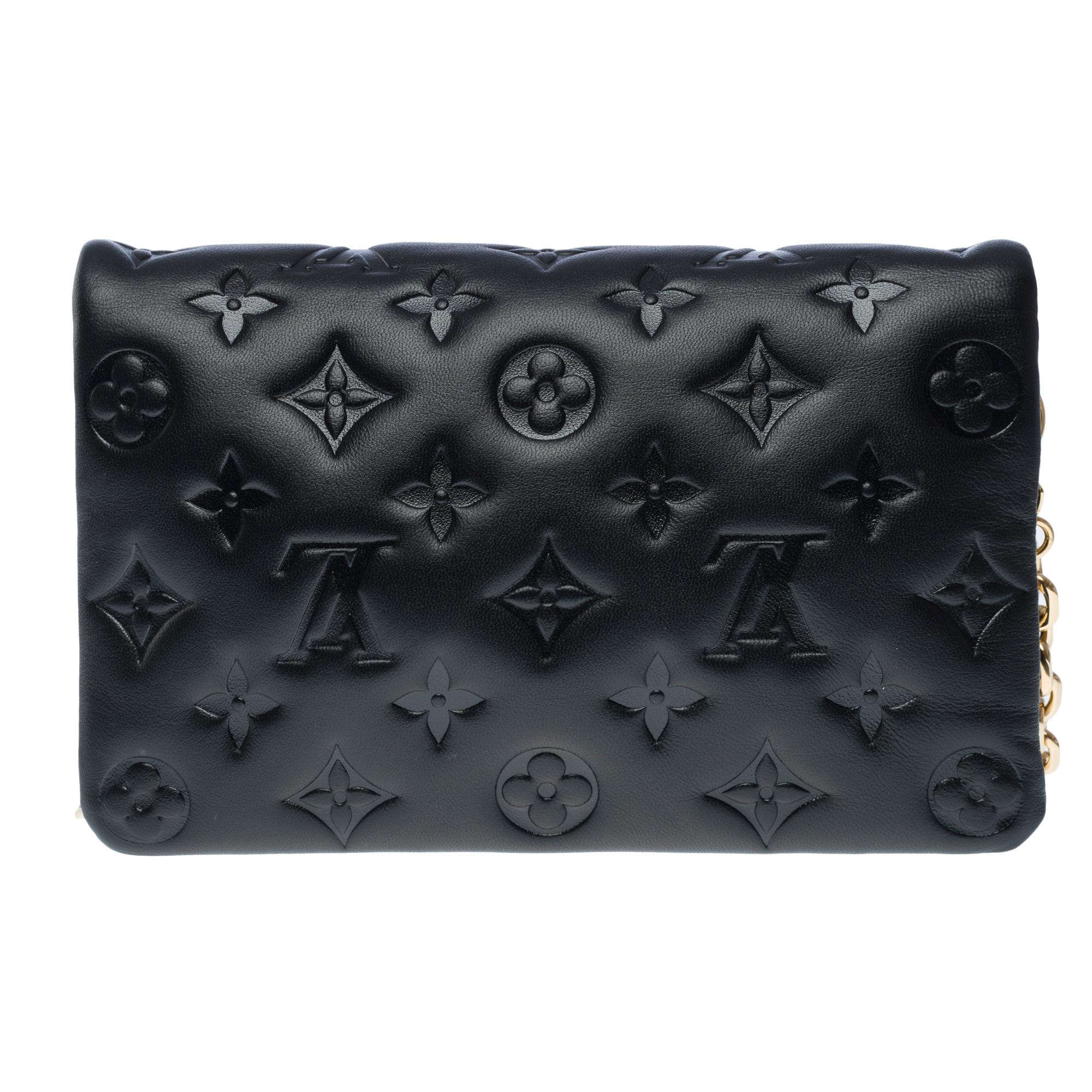 Women's or Men's Louis Vuitton Cushion shoulder bag in black embossed monogram lambskin, GHW