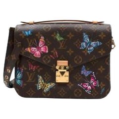 Used Louis Vuitton Custom Butterfly Print Monogram Pochette Metis Bag