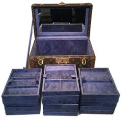 Louis Vuitton Custom Monogram Jewelry Travel Train Case with 16 Ultrasuede Trays