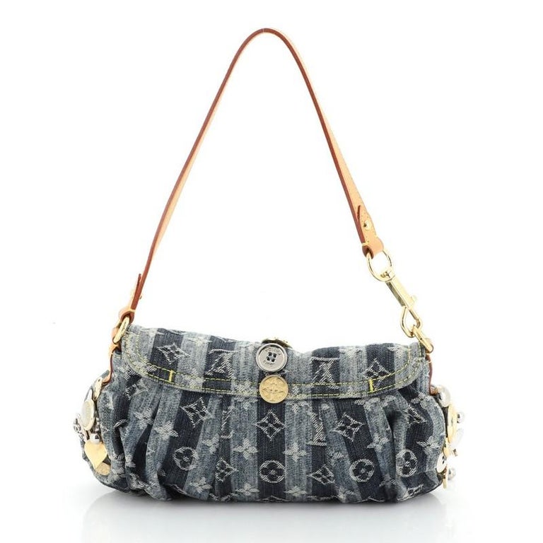Louis Vuitton Custom Pleaty Raye Handbag Limited Edition Denim Mini For Sale at 1stdibs
