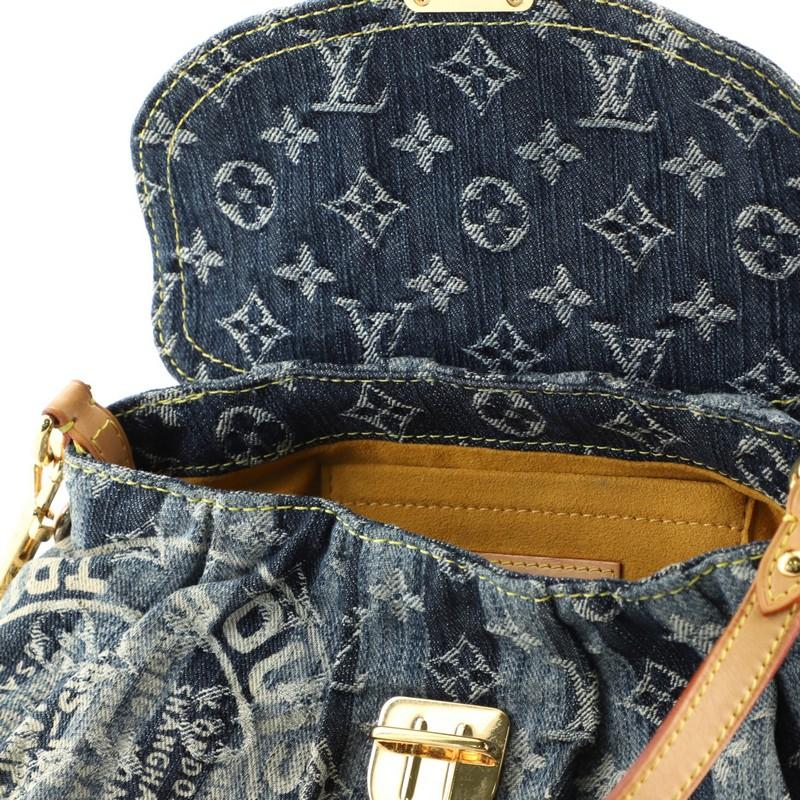 Gray Louis Vuitton Custom Pleaty Raye Handbag Limited Edition Denim Mini