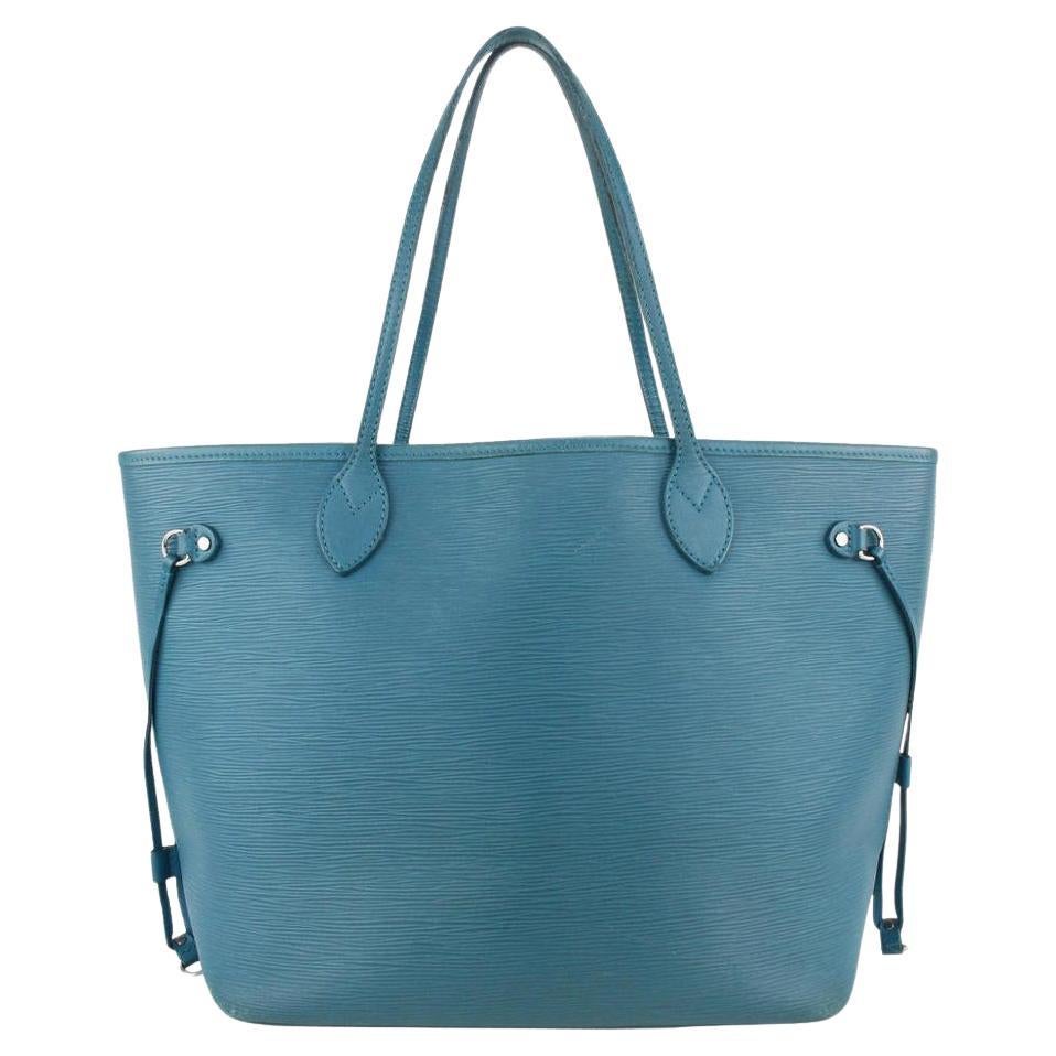 Louis Vuitton Cyan Blue Epi Leather Neverfull MM Tote Bag 20lvs721