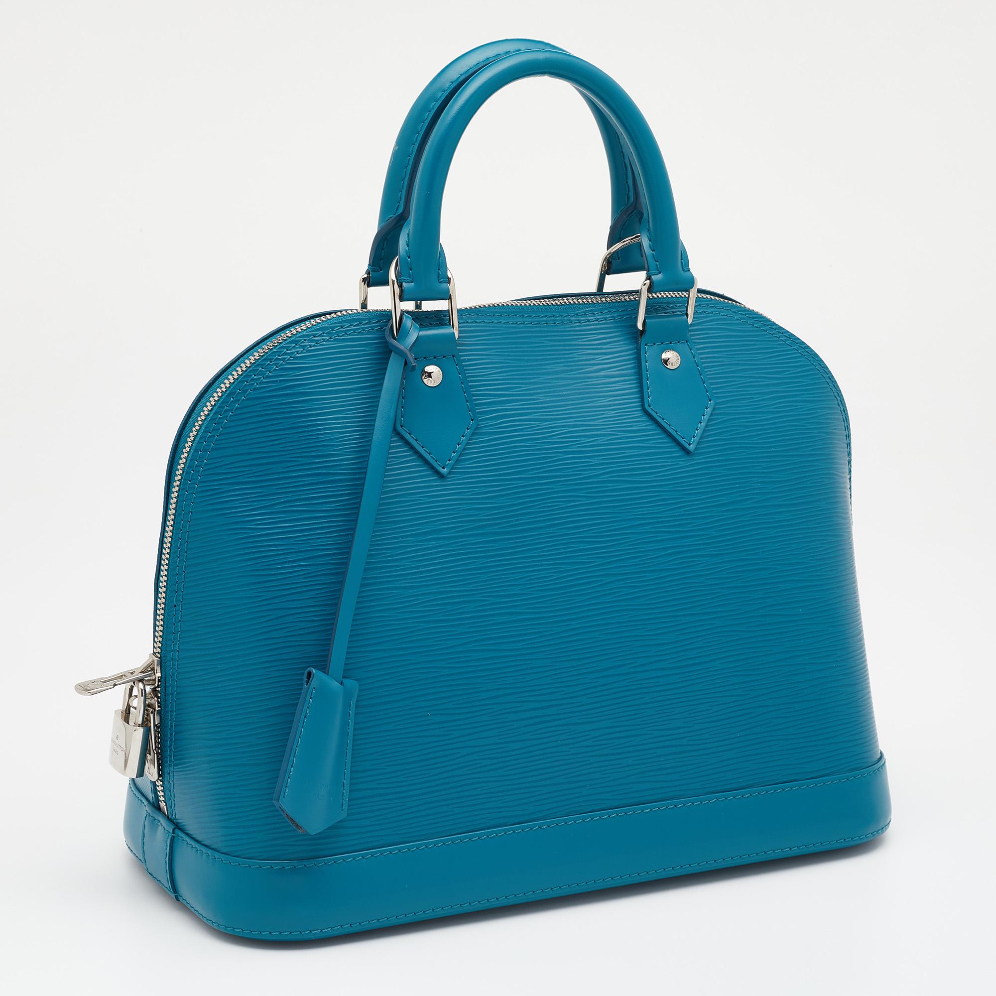 Louis Vuitton Cyan Epi Leather Alma PM Bag In Excellent Condition In Dubai, Al Qouz 2