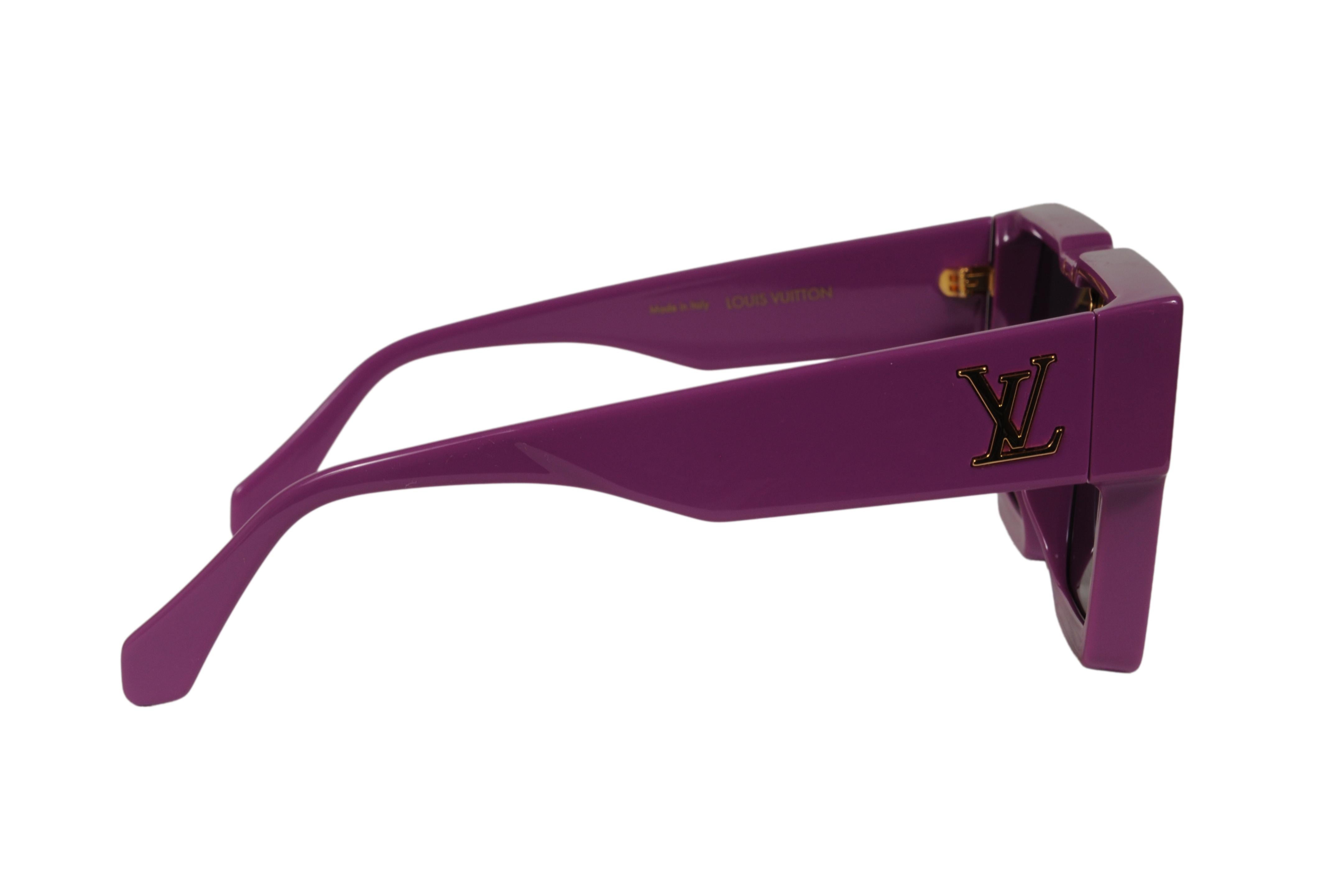 Nero Occhiali da sole Louis Vuitton Cyclone Occhiali da sole quadrati viola in acetato Z1641W91B 155 in vendita