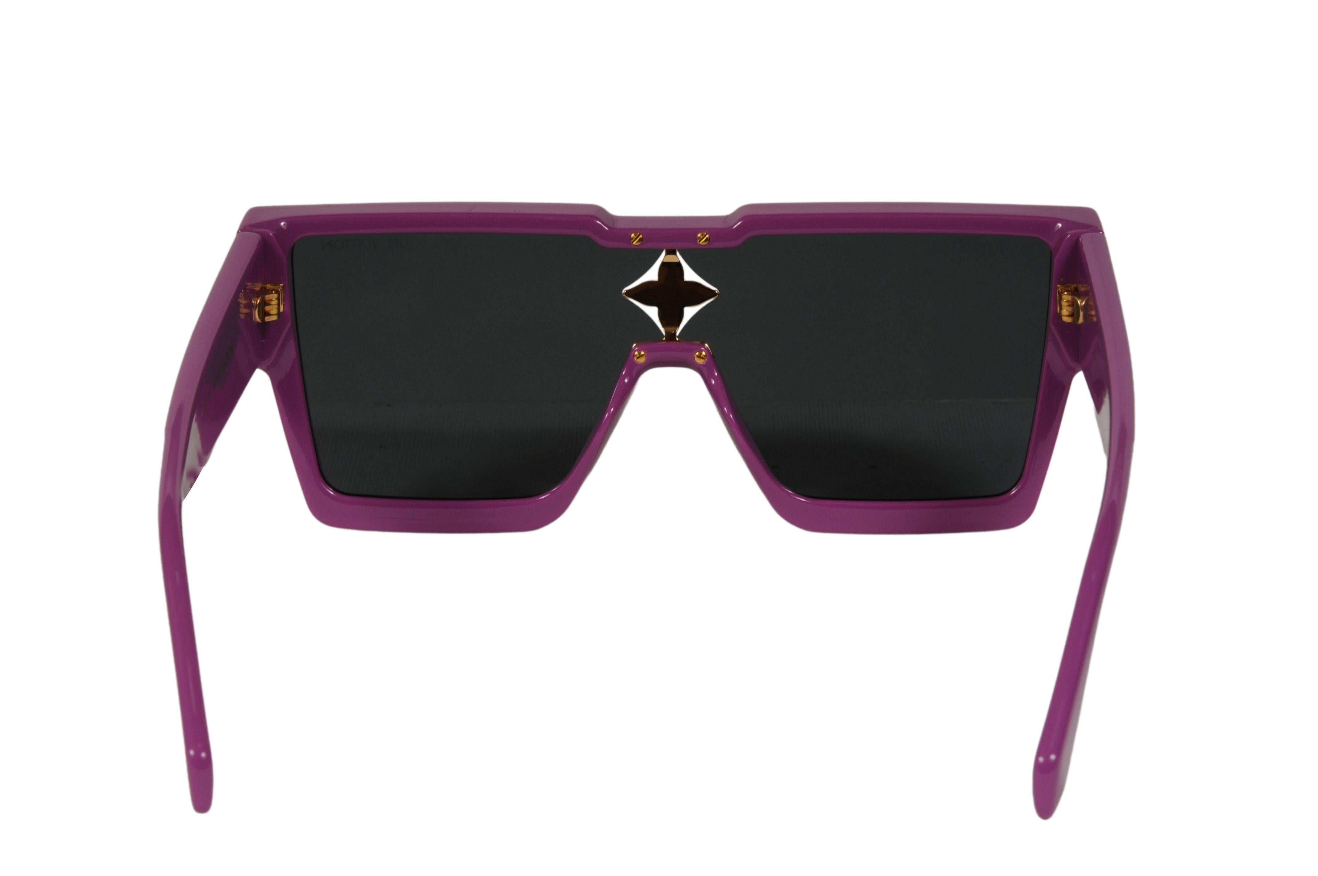 da uomo o donna Occhiali da sole Louis Vuitton Cyclone Occhiali da sole quadrati viola in acetato Z1641W91B 155 in vendita