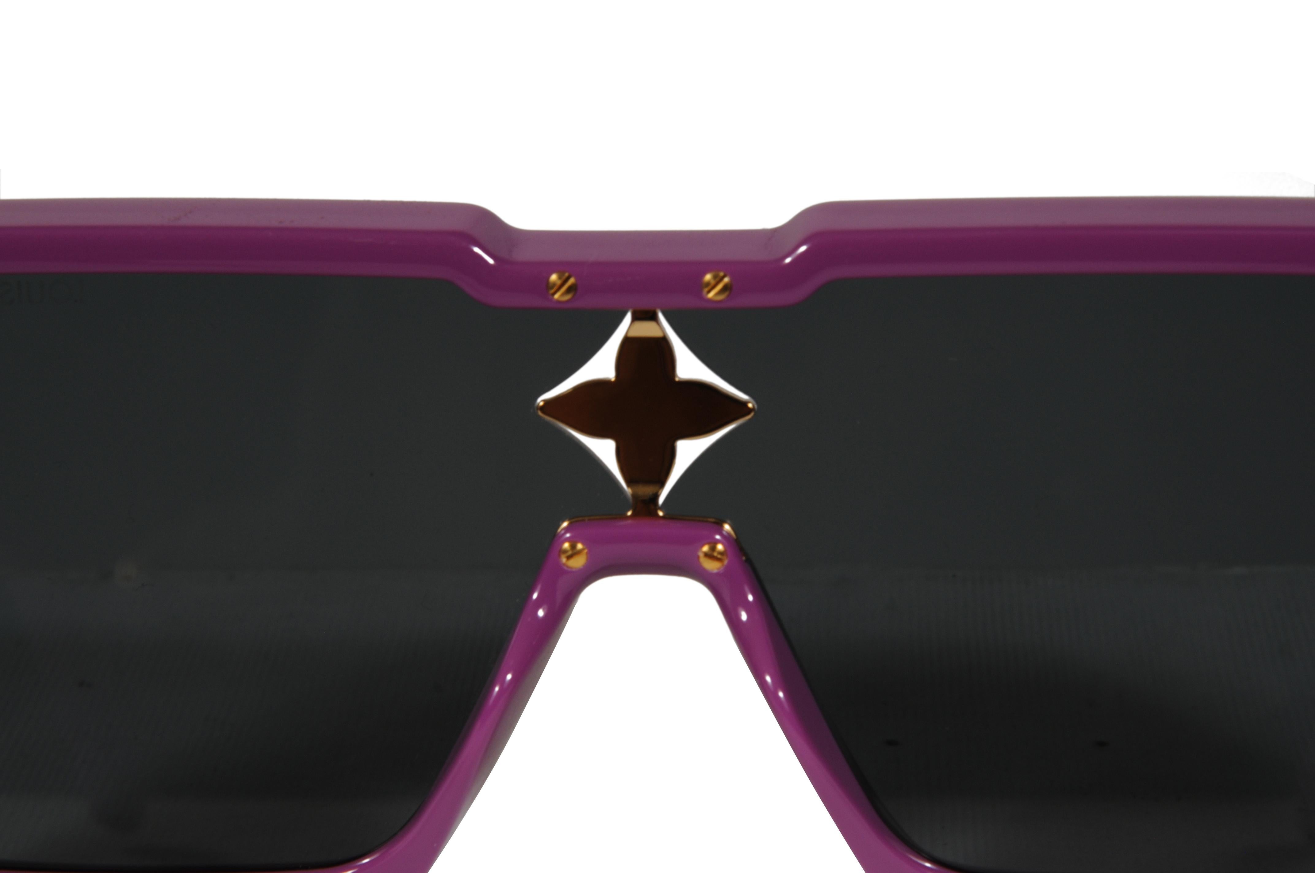 Occhiali da sole Louis Vuitton Cyclone Occhiali da sole quadrati viola in acetato Z1641W91B 155 in vendita 1