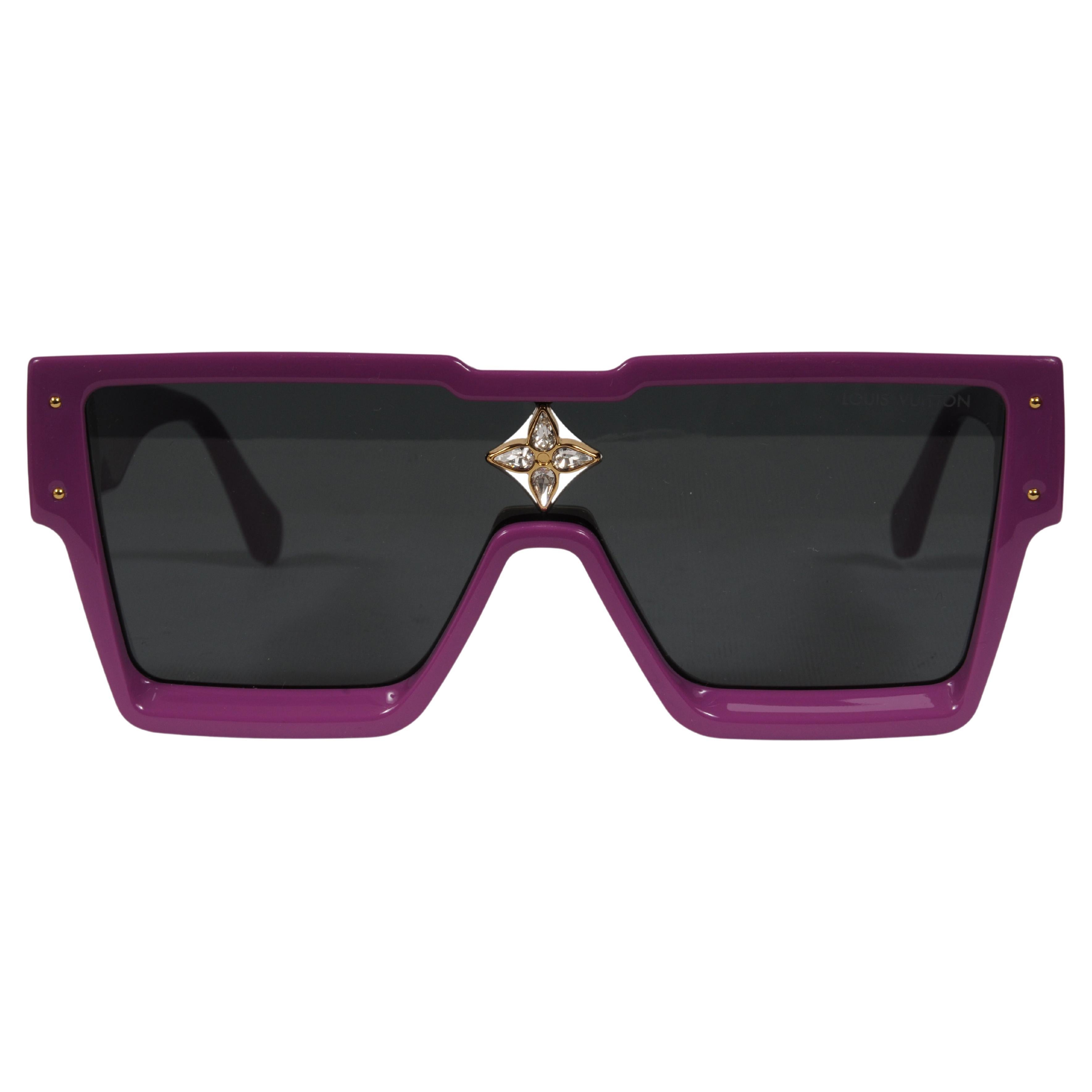 Louis Vuitton Cyclone Sonnenbrille lila quadratisch Acetat Brille Z1641W91B 155