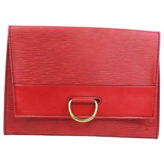 Vintage Louis Vuitton D-ring Lena 28 Fold-over 870598 Red Epi Leather Clutch