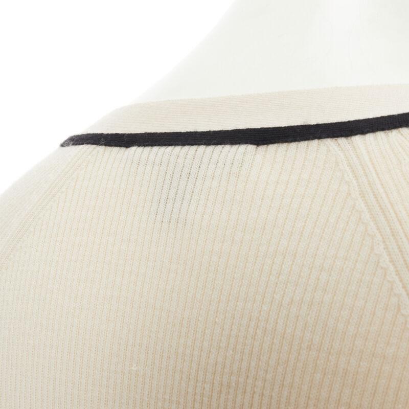 LOUIS VUITTON daisy lemon silk panel beige ribbed wool cardigan sweater M For Sale 6