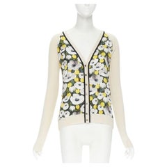 LOUIS VUITTON daisy Pullover aus gerippter Wolle mit Zitronenmuster in Beige, M