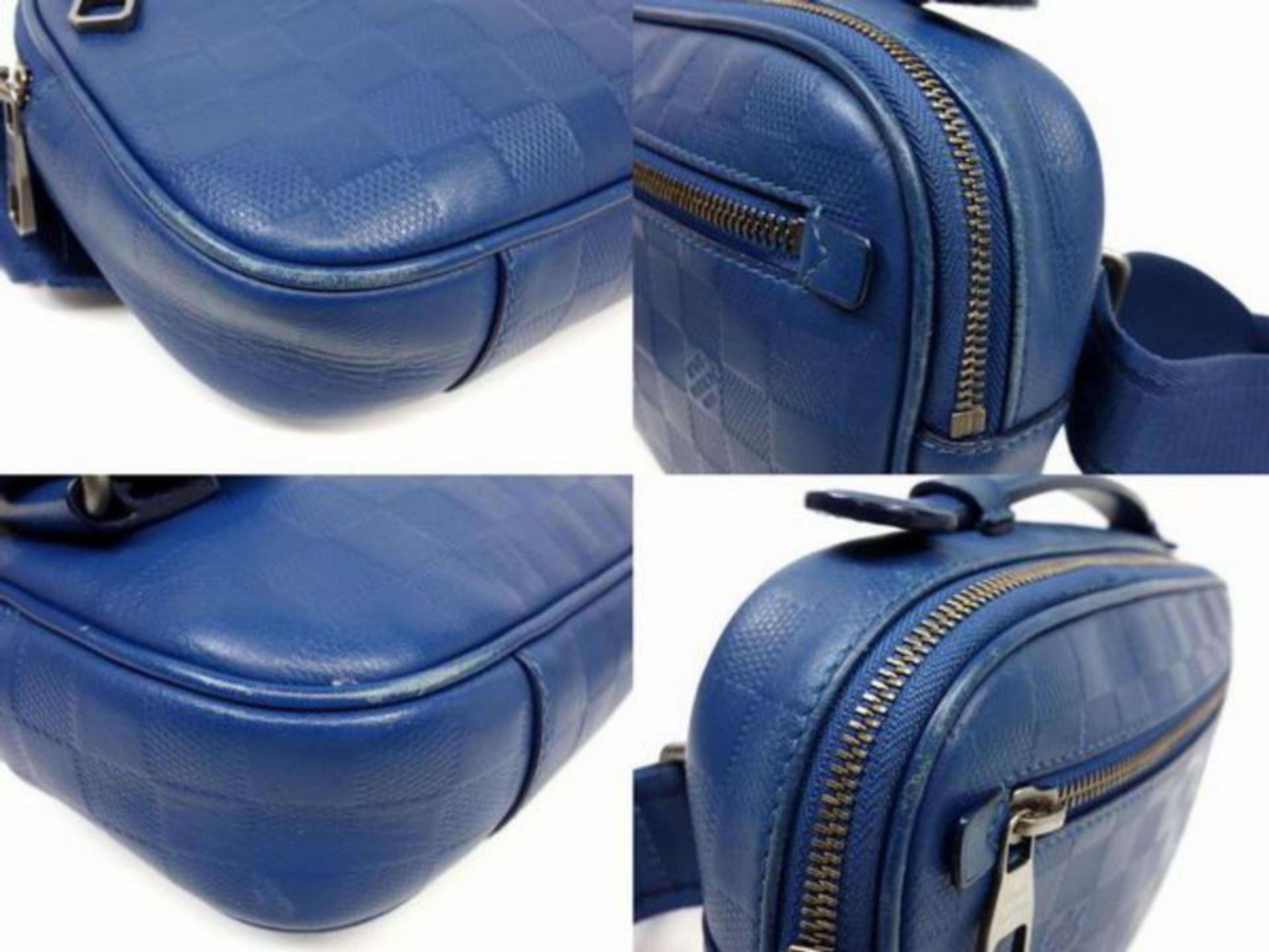 Louis Vuitton Damier Ambler Fanny Pack 226779 Blue Infini Leather Cross Body Bag For Sale 1