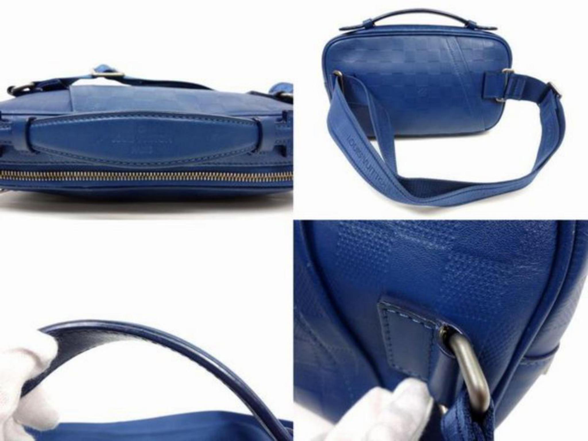 Louis Vuitton Damier Ambler Fanny Pack 226779 Blue Infini Leather Cross Body Bag For Sale 5