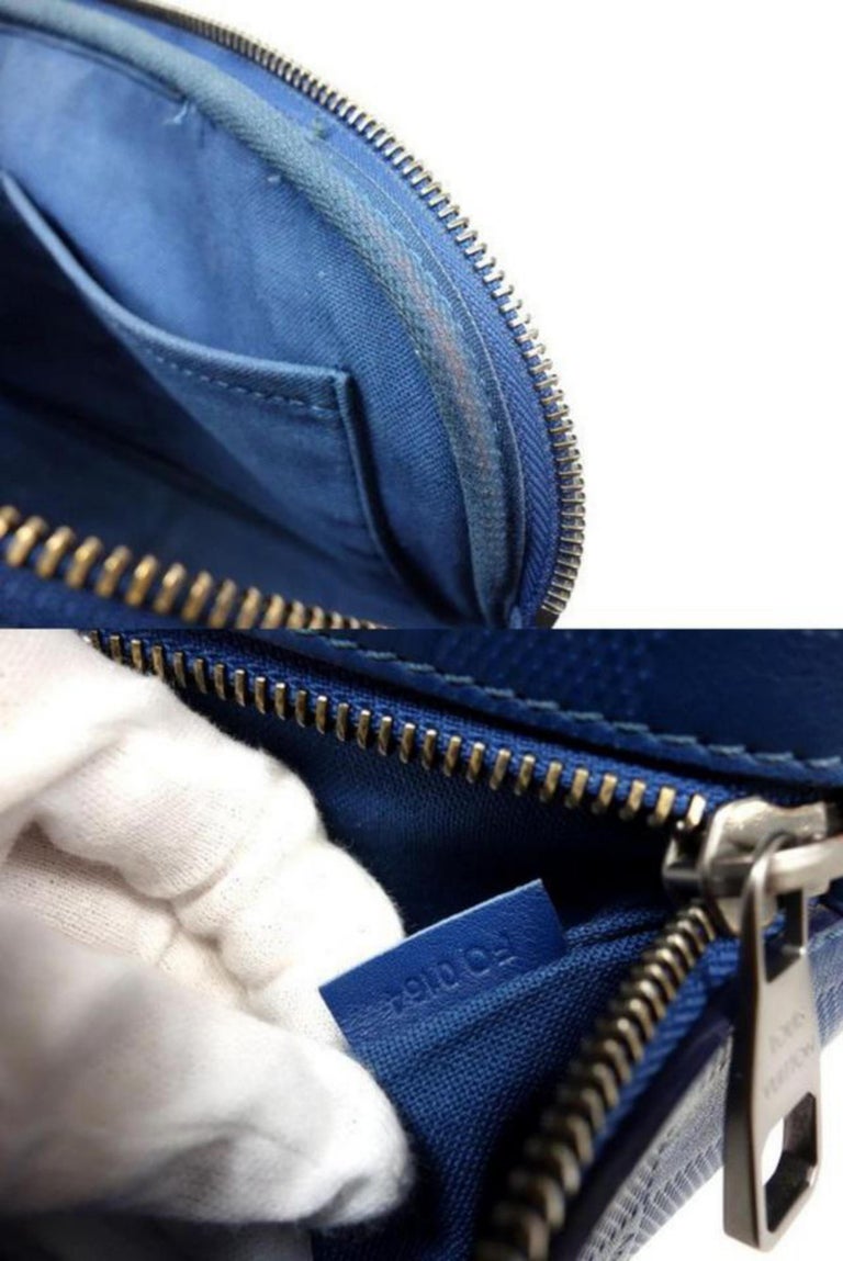 Louis Vuitton Damier Ambler Fanny Pack 226779 Blue Infini Leather Cross Body Bag For Sale at 1stDibs