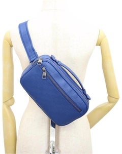 Louis Vuitton Damier Ambler Fanny Pack 226779 Blue Infini Leather Cross Body Bag