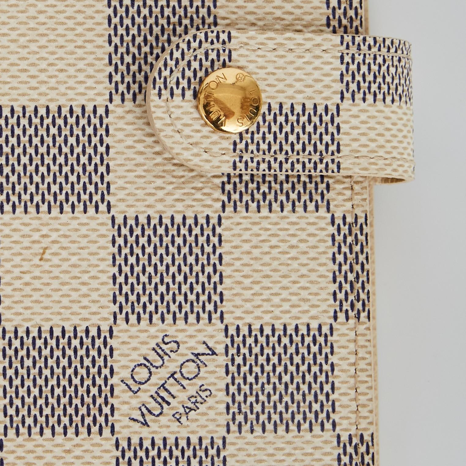 Beige Couverture Agenda Louis Vuitton Damier Azur (2011) en vente