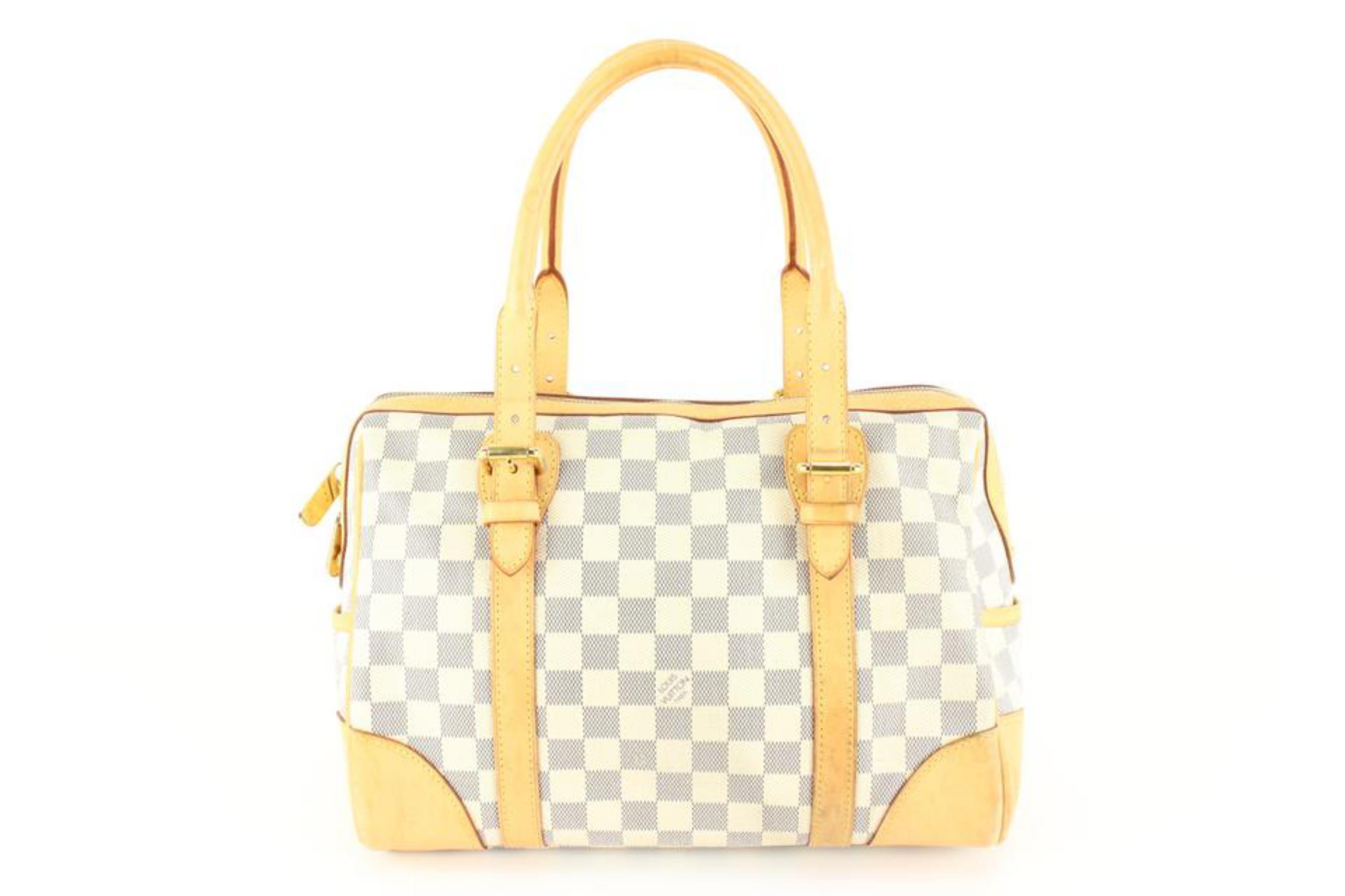 Louis Vuitton Damier Azur Berkeley Boston Bag 35lk517s In Good Condition In Dix hills, NY