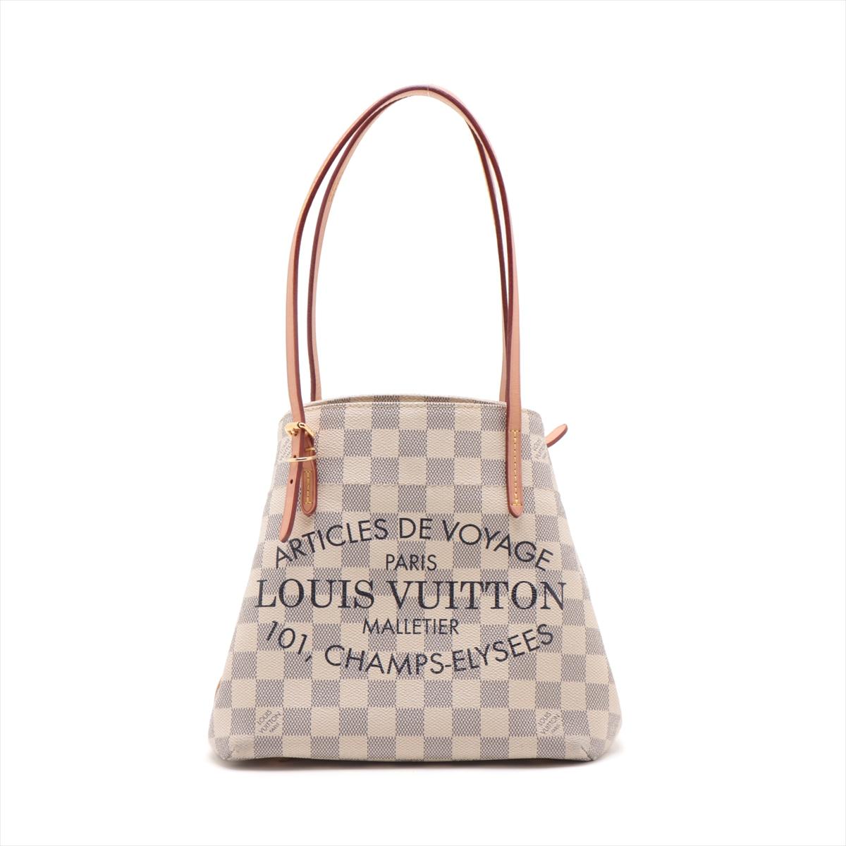 The Louis Vuitton Damier Azur Cabas PM is an elegant and versatile tote that exudes a sense of summer sophistication. Crafted from the iconic Damier Azur canvas, the bag features a refreshing blend of azur blue and creamy white tones, creating a