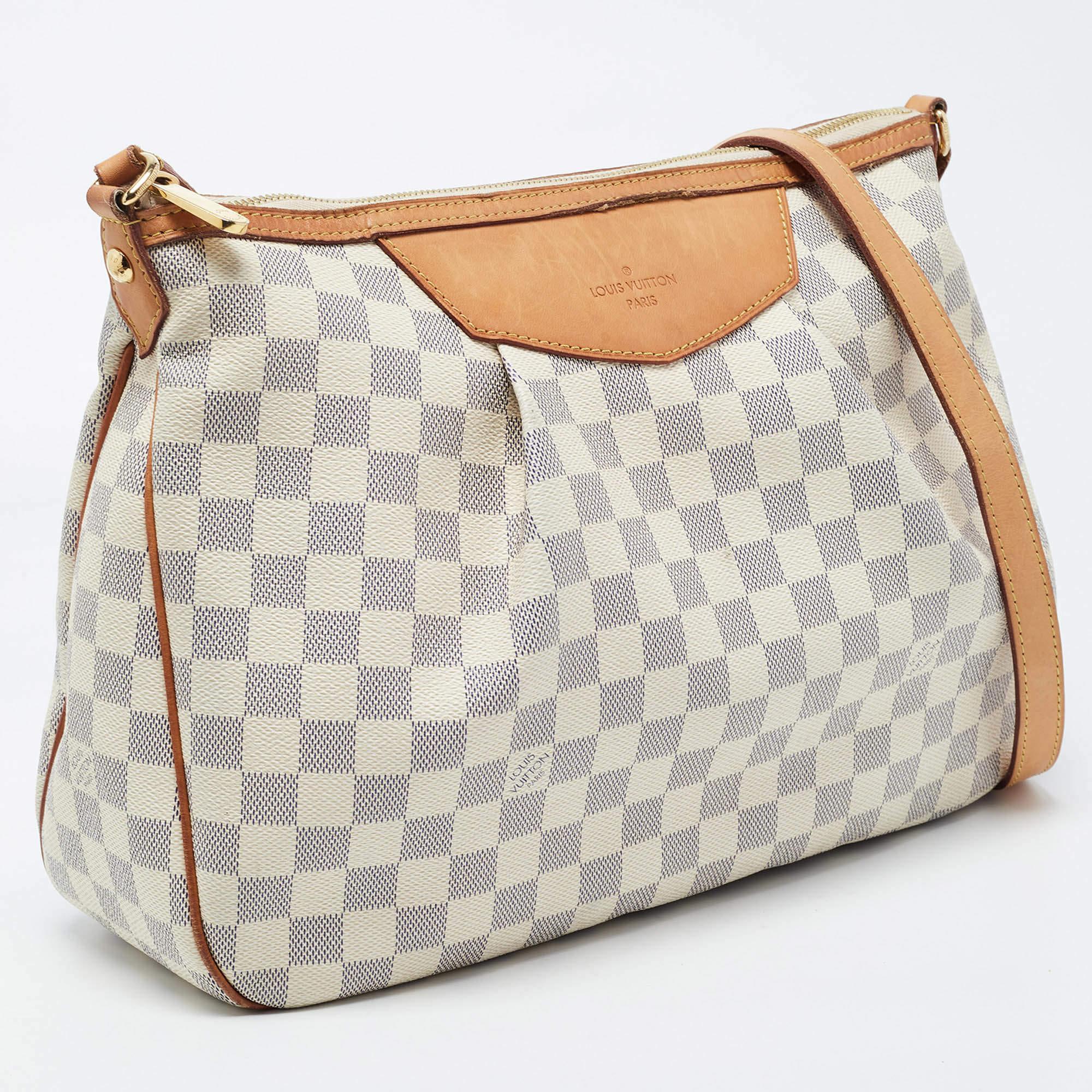 Women's Louis Vuitton Damier Azur Canvas and Leather Siracusa MM Bag For Sale