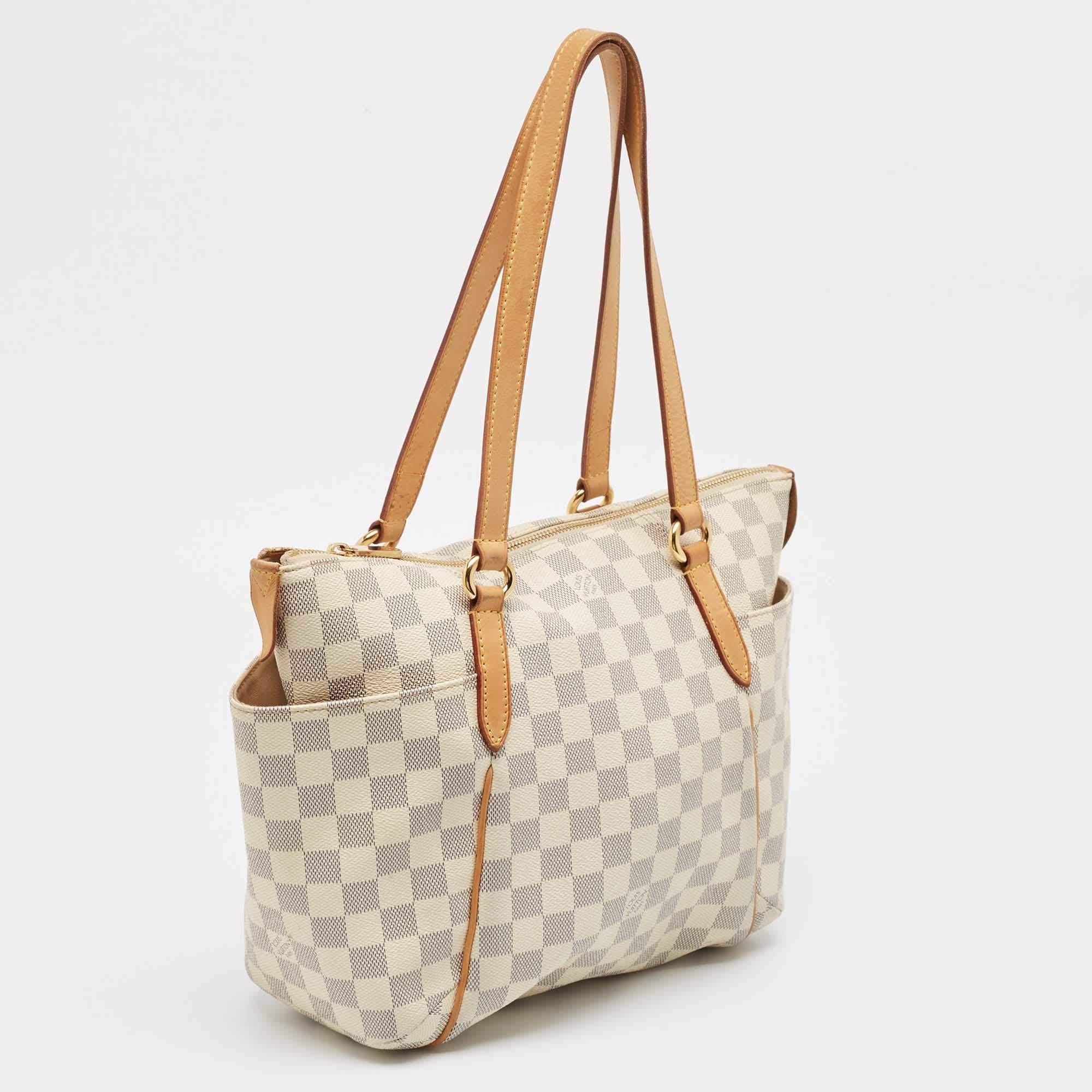 Beige Louis Vuitton Damier Azur Canvas and Leather Totally PM Bag