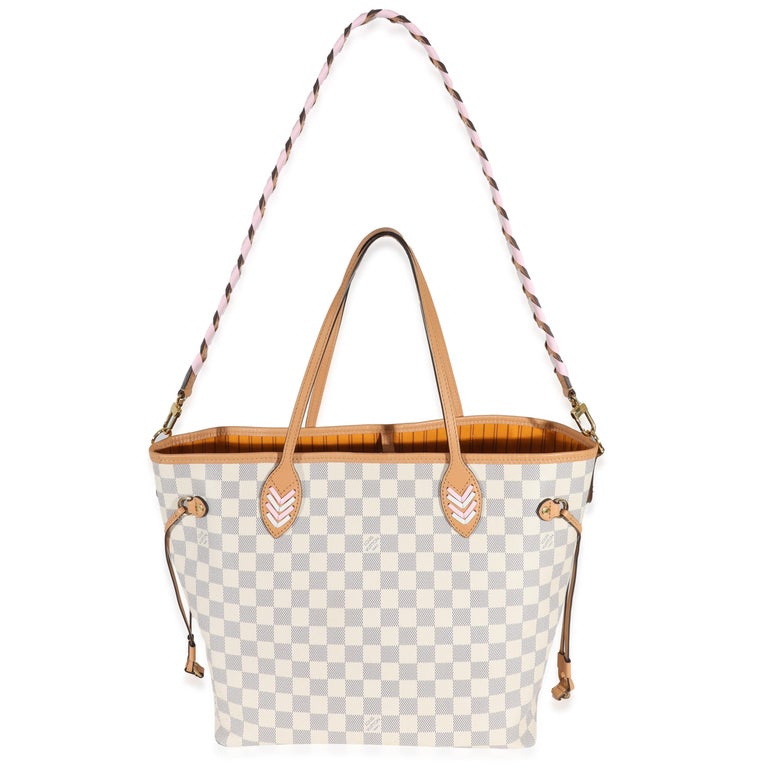 Louis Vuitton, Bags, Louis Vuittondamier Azur Braided Neverfull Mm Pink  Limited Edition