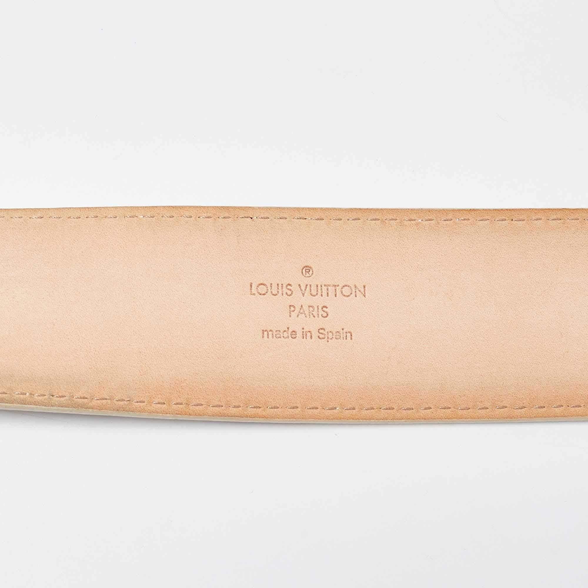 Louis Vuitton Damier Azur Canvas Buckle Belt 95CM In Good Condition In Dubai, Al Qouz 2
