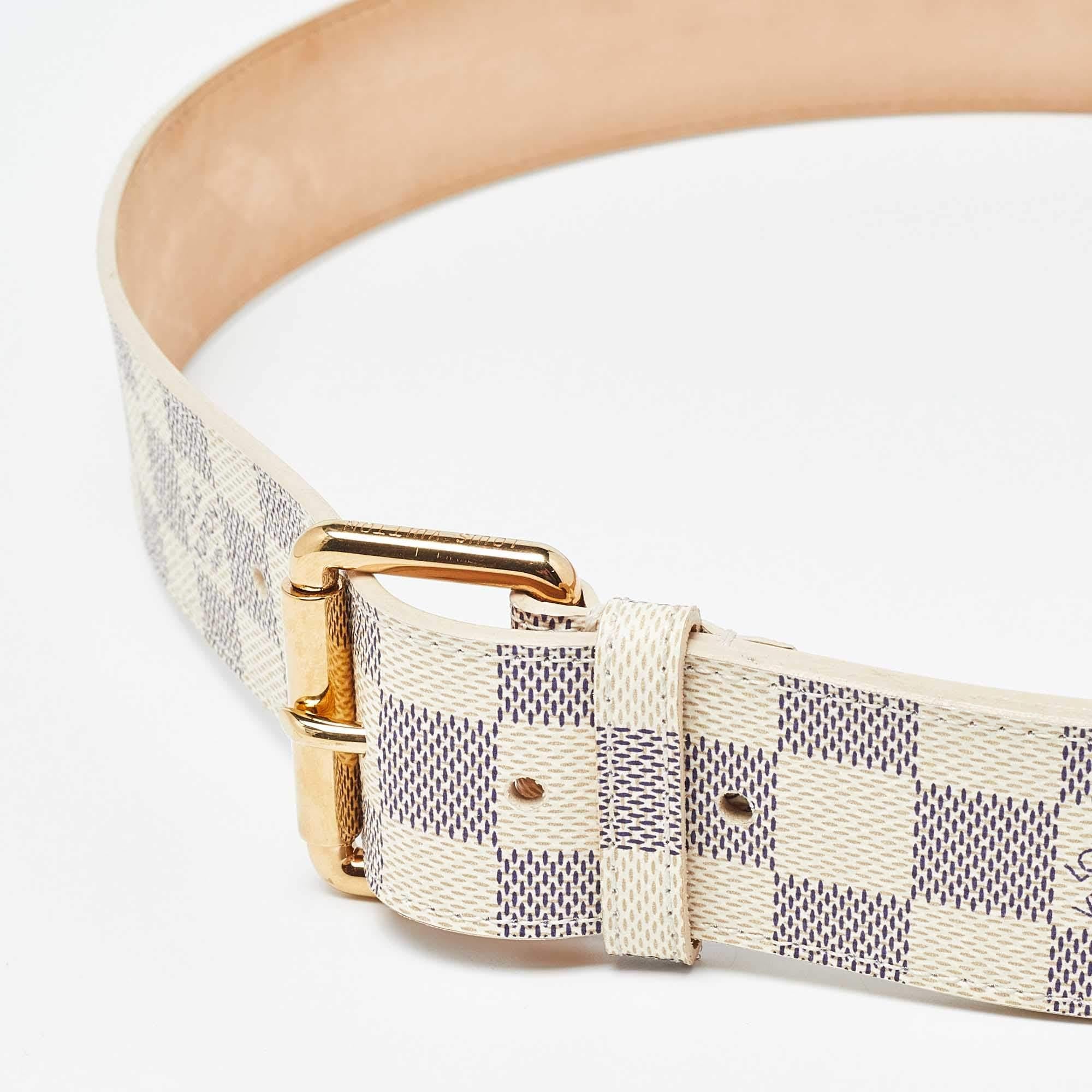 Women's Louis Vuitton Damier Azur Canvas Buckle Belt 95CM