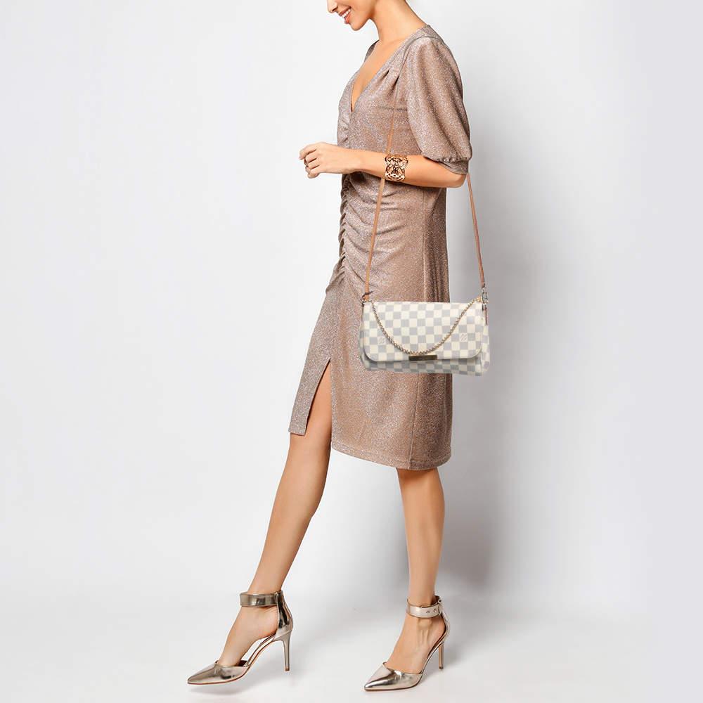 Louis Vuitton Damier Azur Canvas Favorite MM Bag In Fair Condition In Dubai, Al Qouz 2