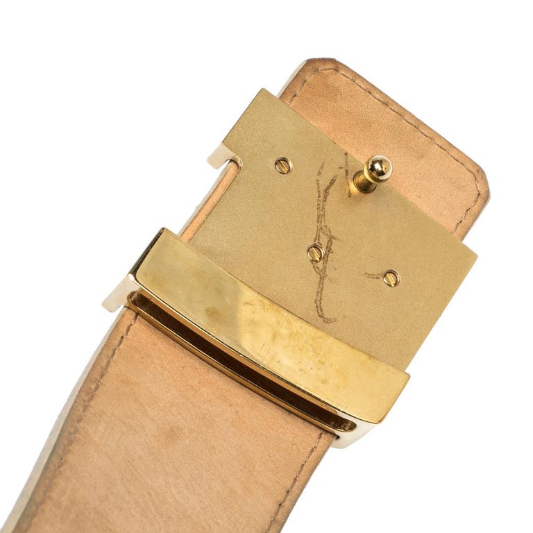Louis Vuitton, Accessories, Authentic Louis Vuitton Damier Azur Canvas  Leather Gold Lv Initials Belt 8534