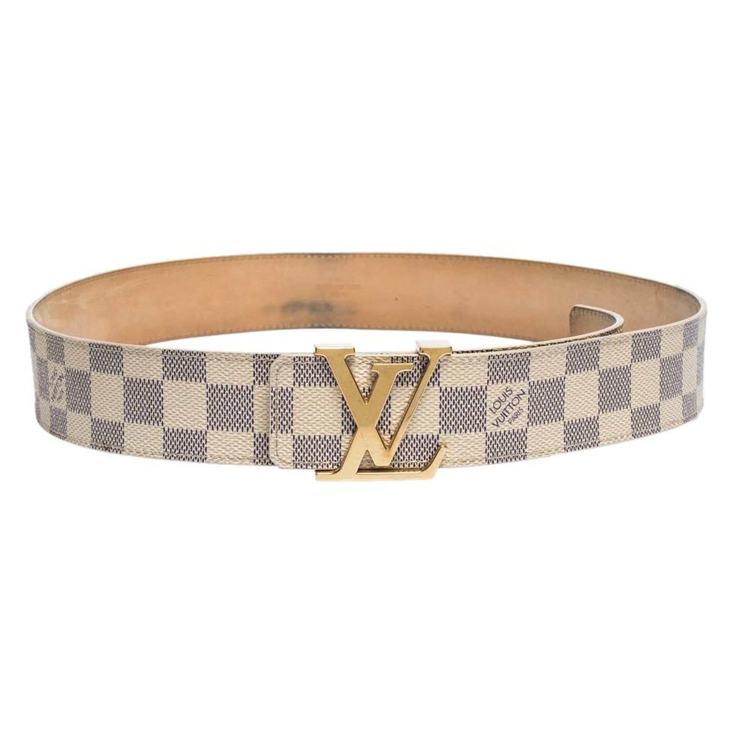 Louis Vuitton Damier Initiales Belt - 2 For Sale on 1stDibs  checkered lv  belt, louis vuitton checker belt, lv beige belt