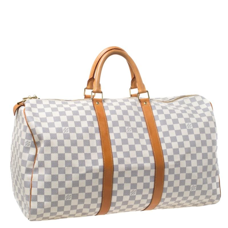 Louis Vuitton Damier Azur Canvas Keepall 50 Duffel Bag For Sale at 1stDibs