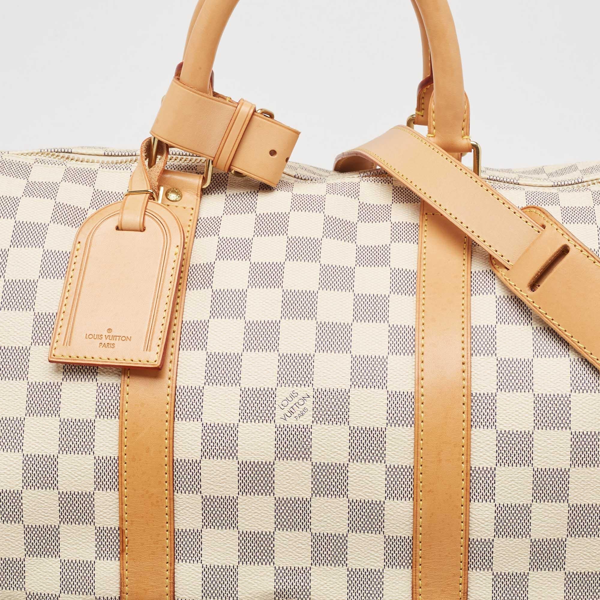 Louis Vuitton Damier Azur Canvas Keepall Bandouliere 55 Baggage en vente 9