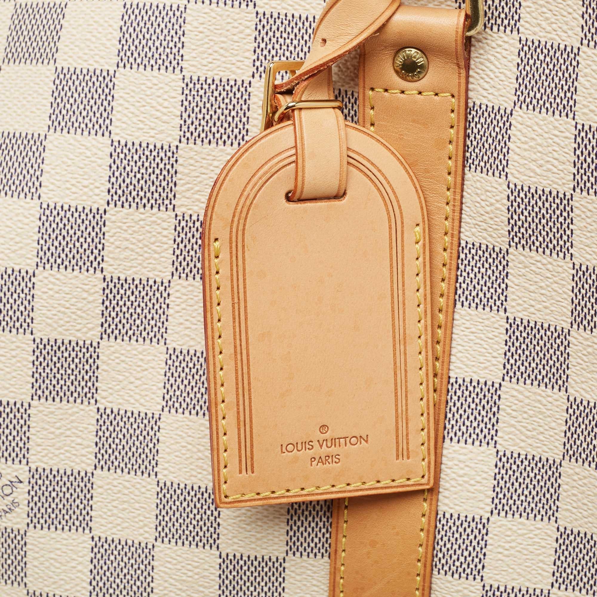 Louis Vuitton Damier Azur Canvas Keepall Bandouliere 55 Tasche aus Segeltuch im Angebot 5