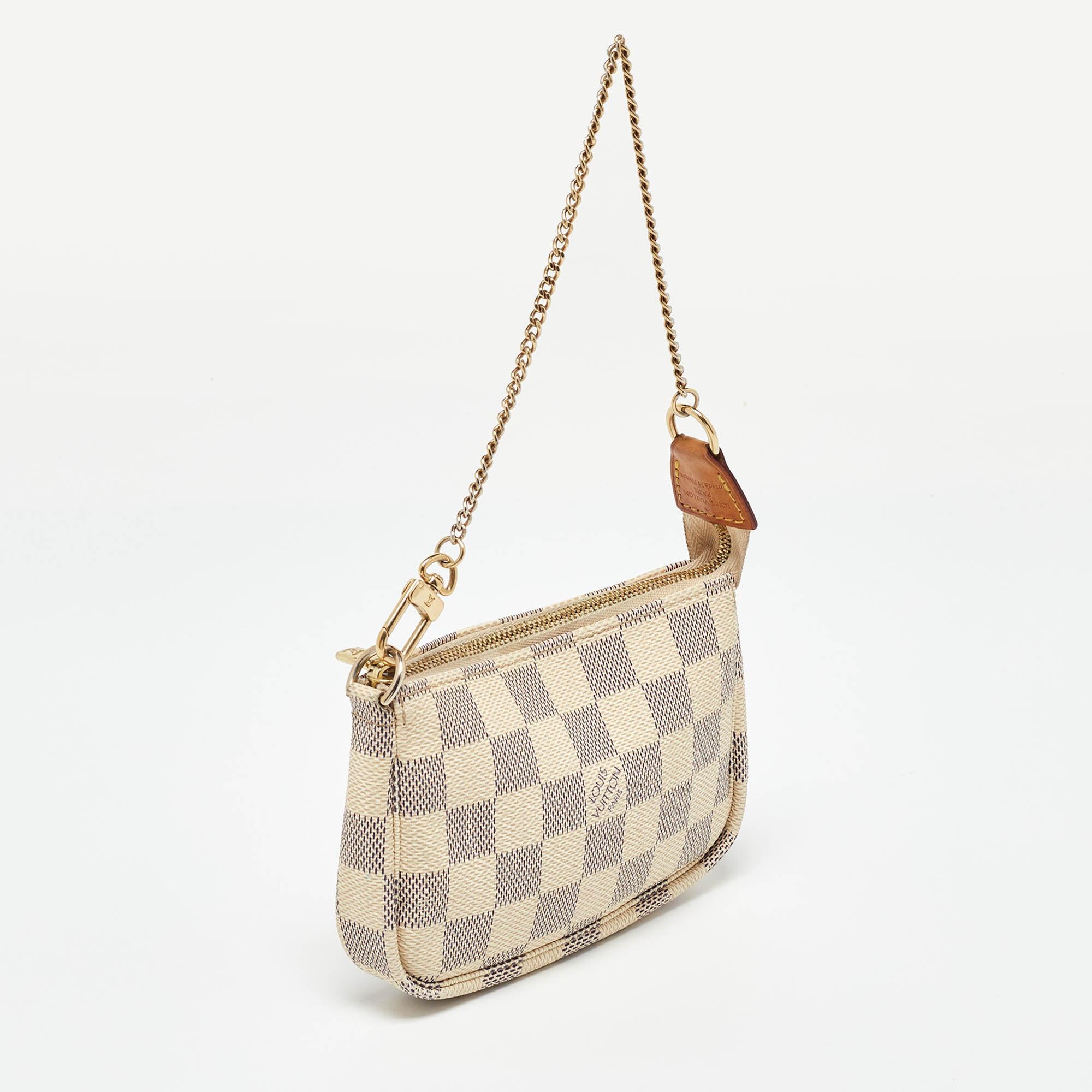 Beige Louis Vuitton Damier Azur Canvas Mini Pochette Accessoires