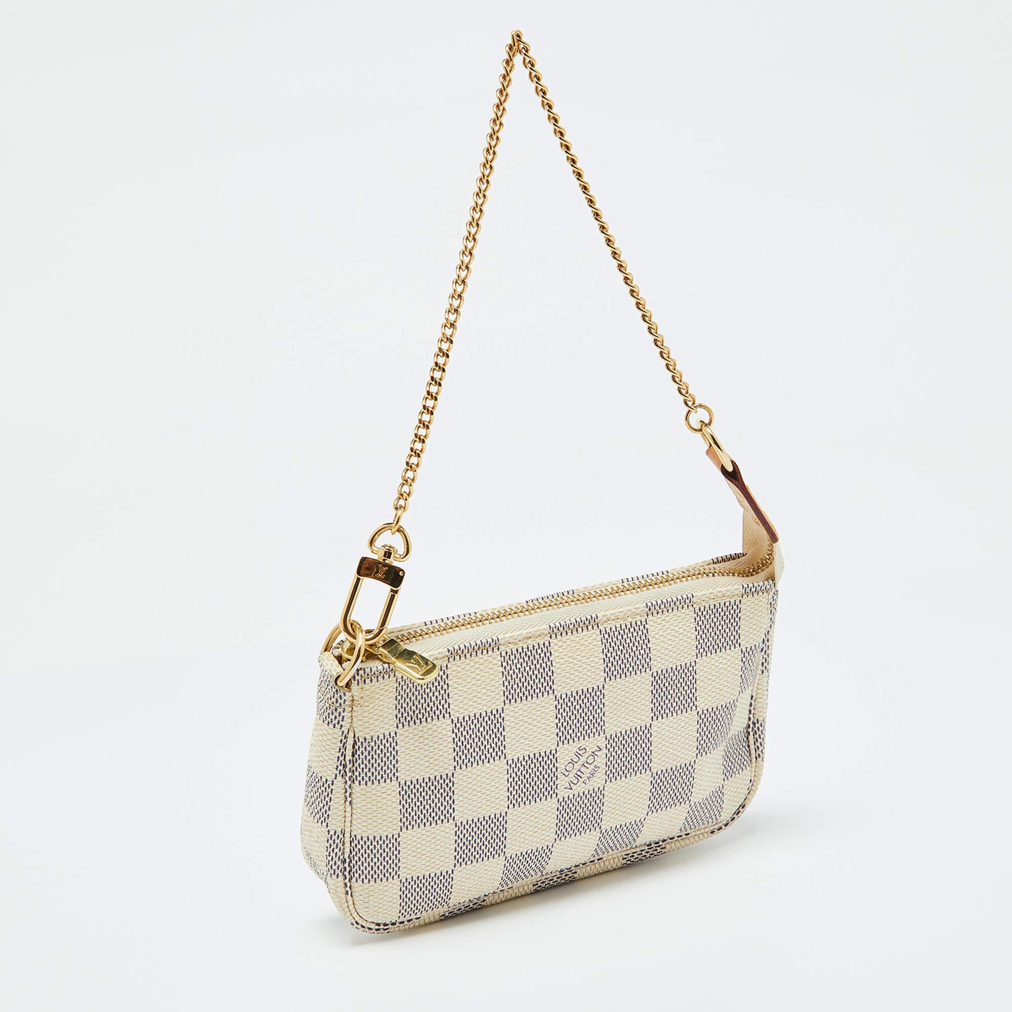 Beige Louis Vuitton Damier Azur Canvas Mini Pochette Accessoires