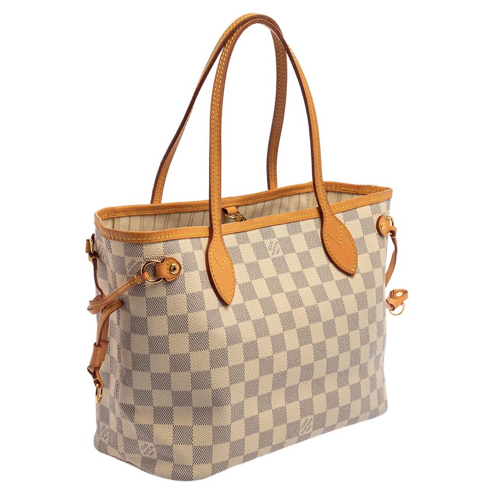 Louis Vuitton Damier Azur Canvas Neverfull PM Bag In Fair Condition In Dubai, Al Qouz 2