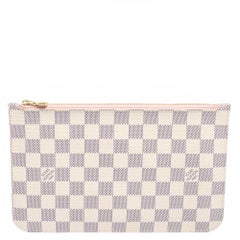 Louis Vuitton Damier Azur Canvas Neverfull Pochette Zippered Clutch