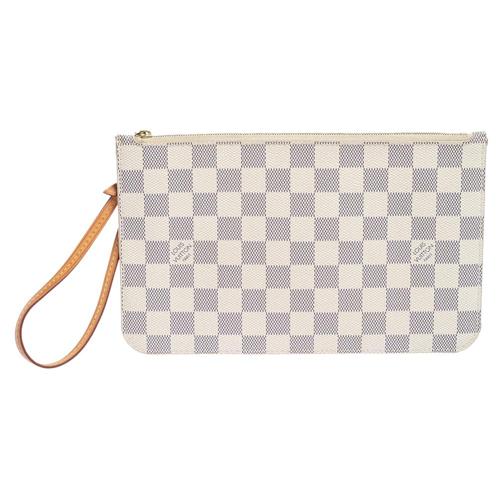Louis Vuitton Damier Azur Canvas Neverfull Zipped Clutch