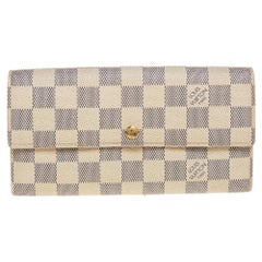 Louis Vuitton Damier Azur Studded Card Holder Case White Pink N64613 Auth