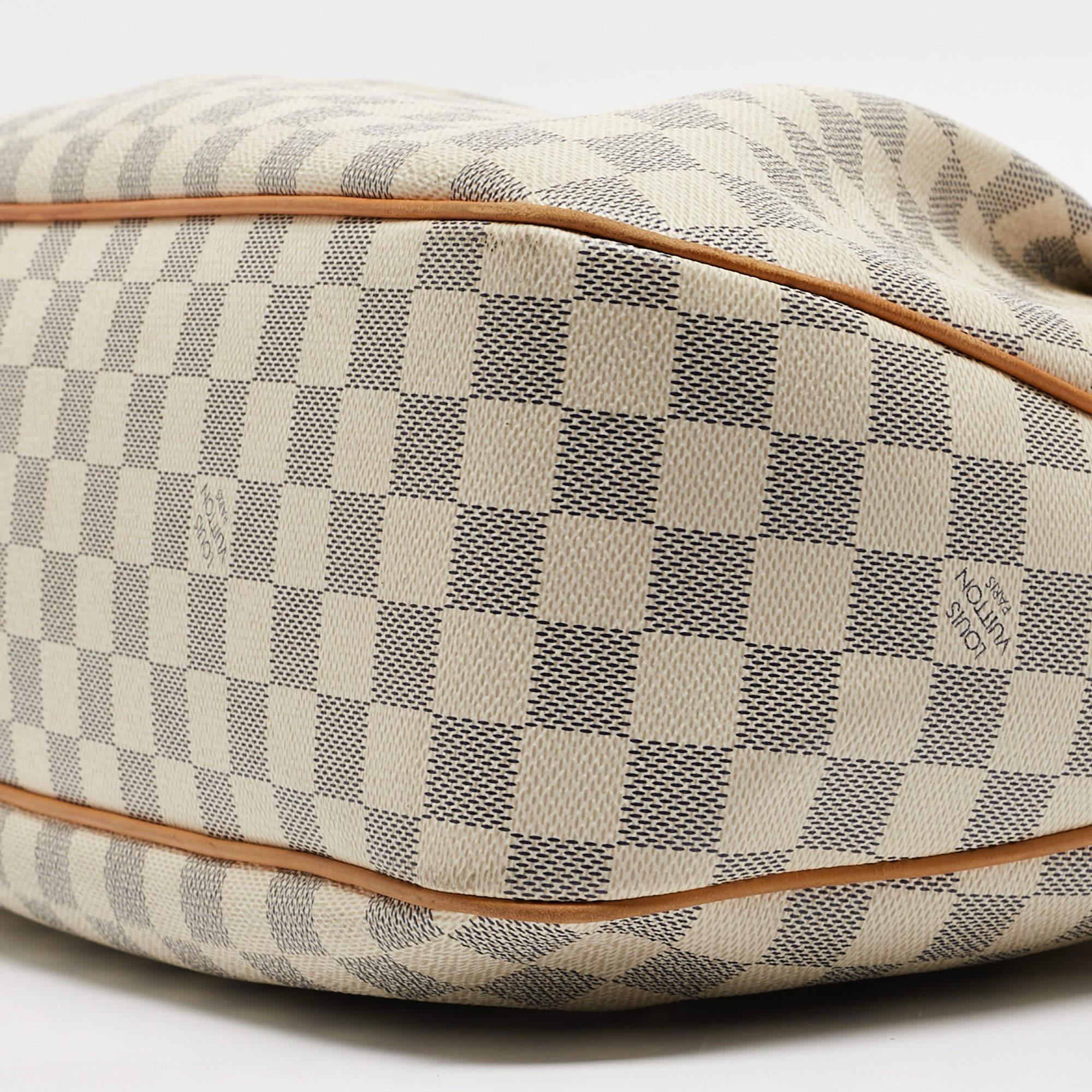 Louis Vuitton Damier Azur Siracusa MM Tasche aus Segeltuch aus Segeltuch im Angebot 11