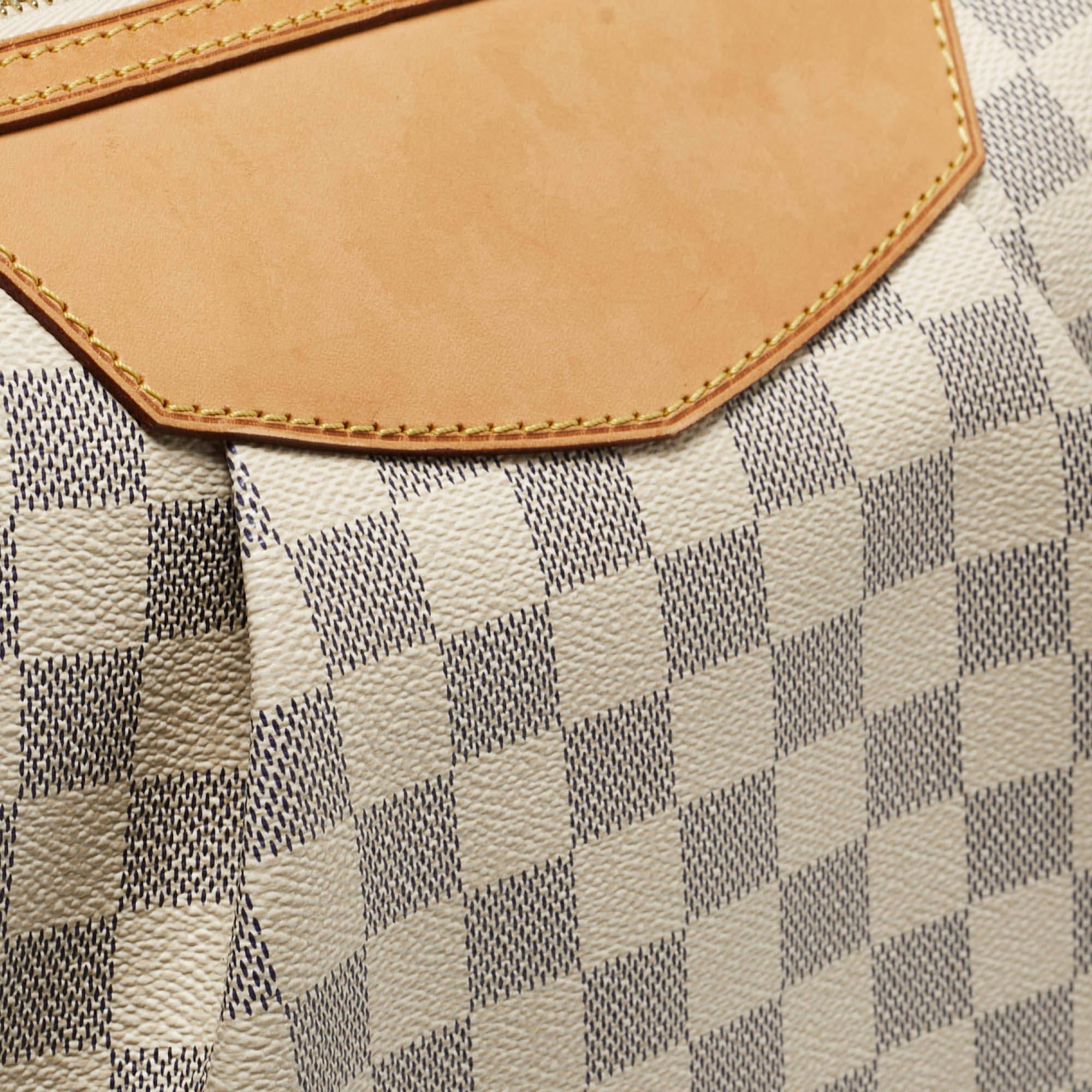Louis Vuitton Damier Azur Siracusa MM Tasche aus Segeltuch aus Segeltuch im Angebot 13