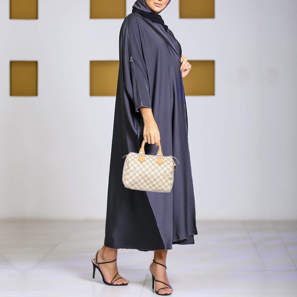 Damier Azur Speedy 25 Tasche aus Segeltuch von Louis Vuitton im Zustand „Gut“ im Angebot in Dubai, Al Qouz 2
