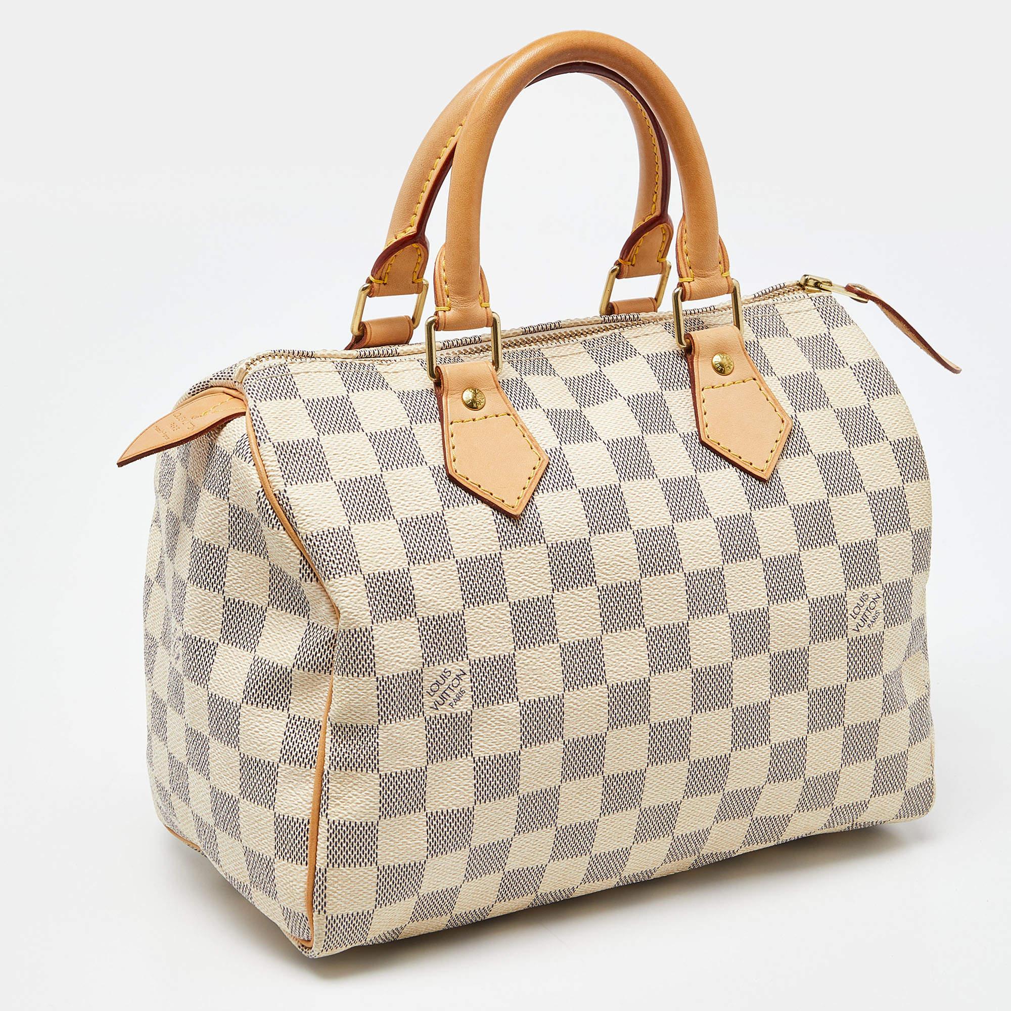 Damier Azur Speedy 25 Tasche aus Segeltuch von Louis Vuitton im Angebot 5