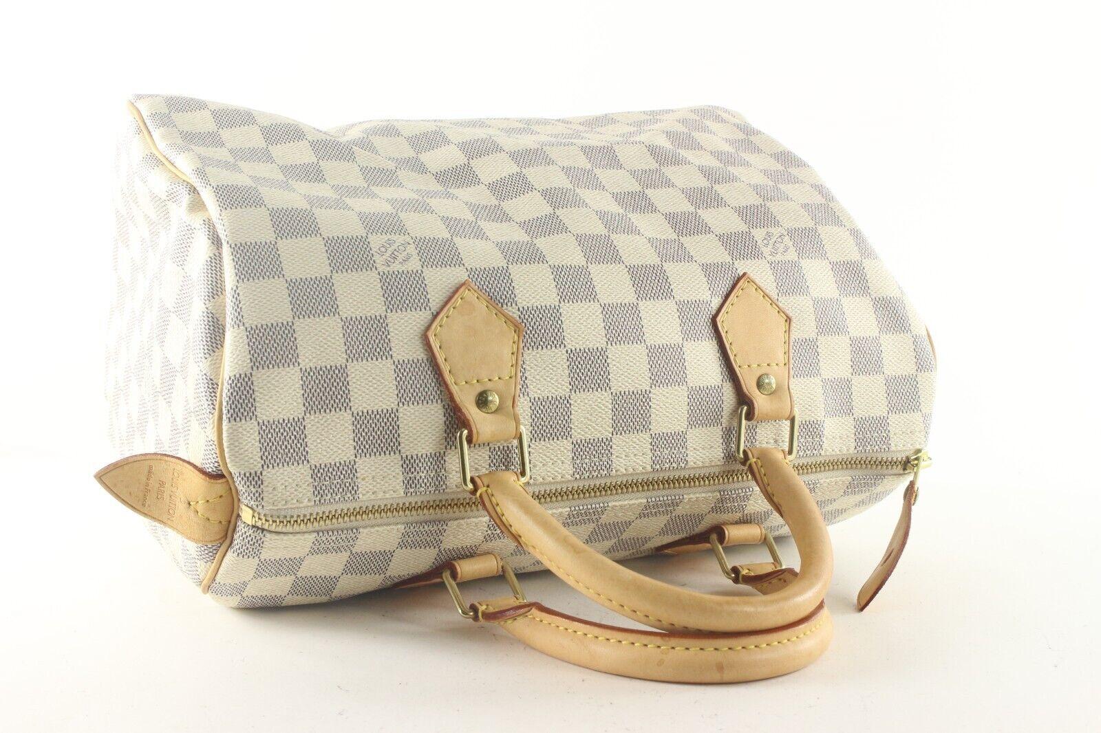 Louis Vuitton Damier Azur Canvas Speedy 30 Bag 7lv810k In Good Condition For Sale In Dix hills, NY