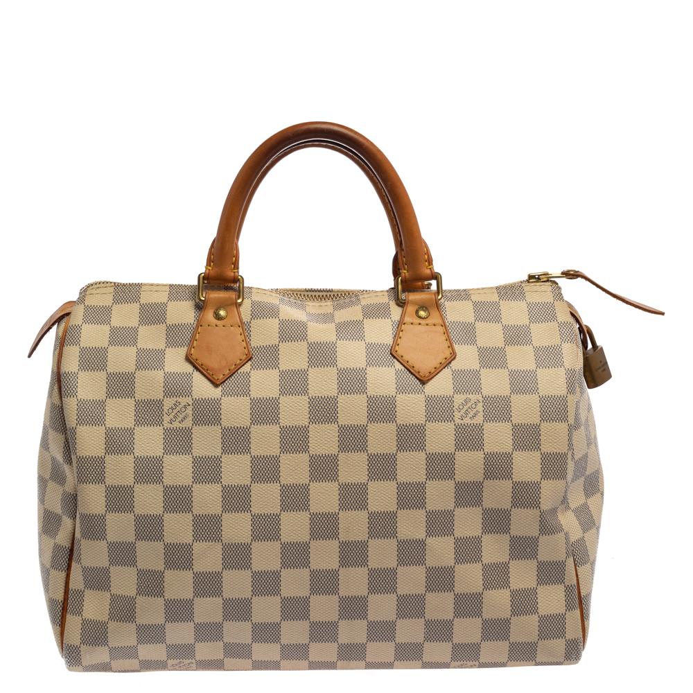 The Speedy marks one of the most important turning points in Louis Vuitton's history. As a smaller iteration of the Keepall, Speedy was introduced in 1930 for fashion lovers. Made from iconic Damier Azur canvas, the creation is an elegant, compact