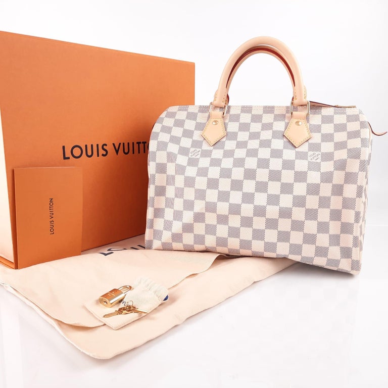 Louis Vuitton Damier Azur Canvas Speedy 35 Bag at 1stDibs
