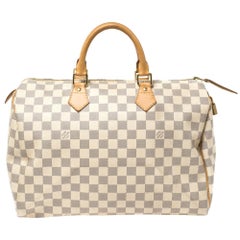 Used Louis Vuitton Damier Azur Canvas Speedy 35 Bag