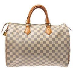 Used Louis Vuitton Damier Azur Canvas Speedy 35 Bag