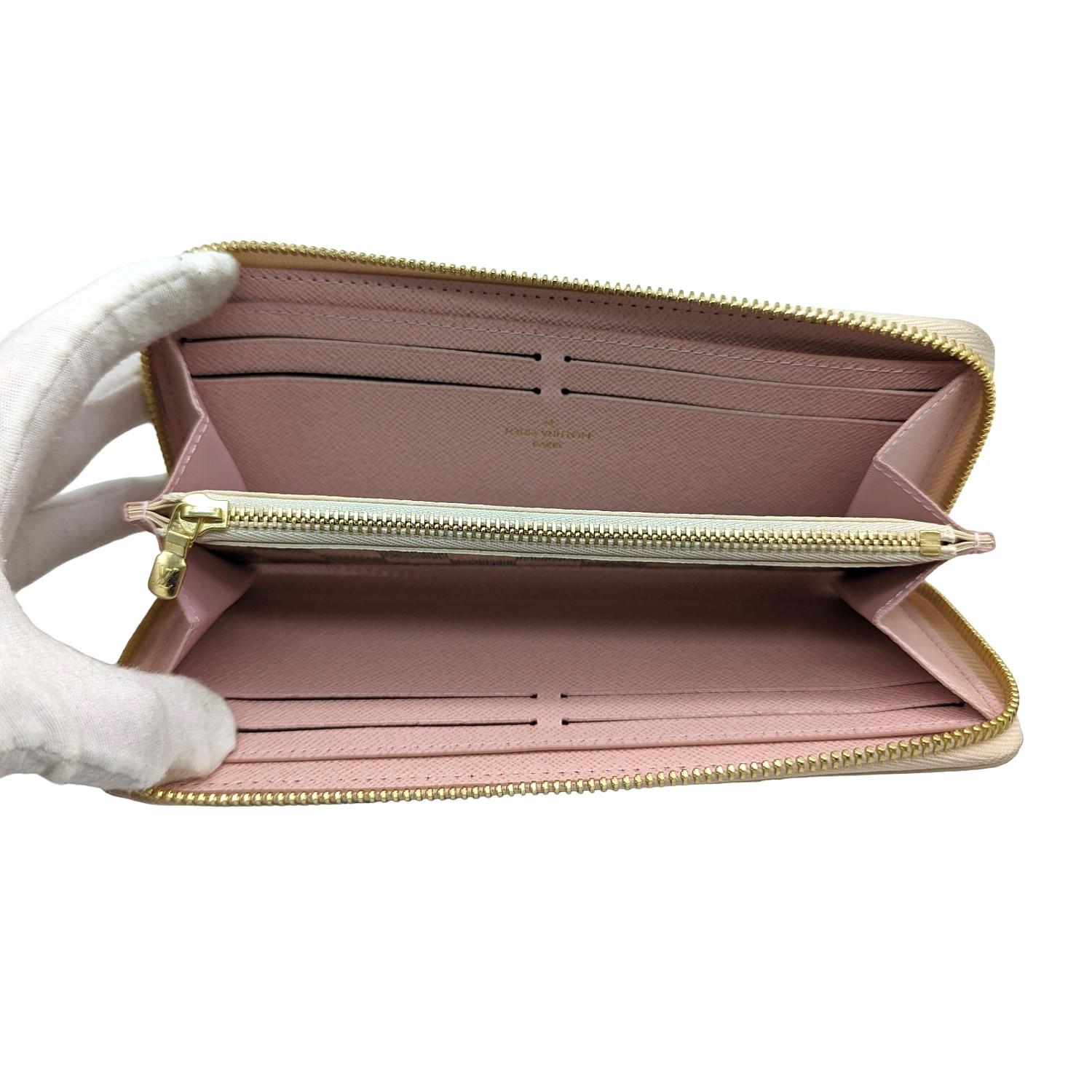 Louis Vuitton Damier Azur Clemence Wallet Rose Ballerine Pink For Sale 2