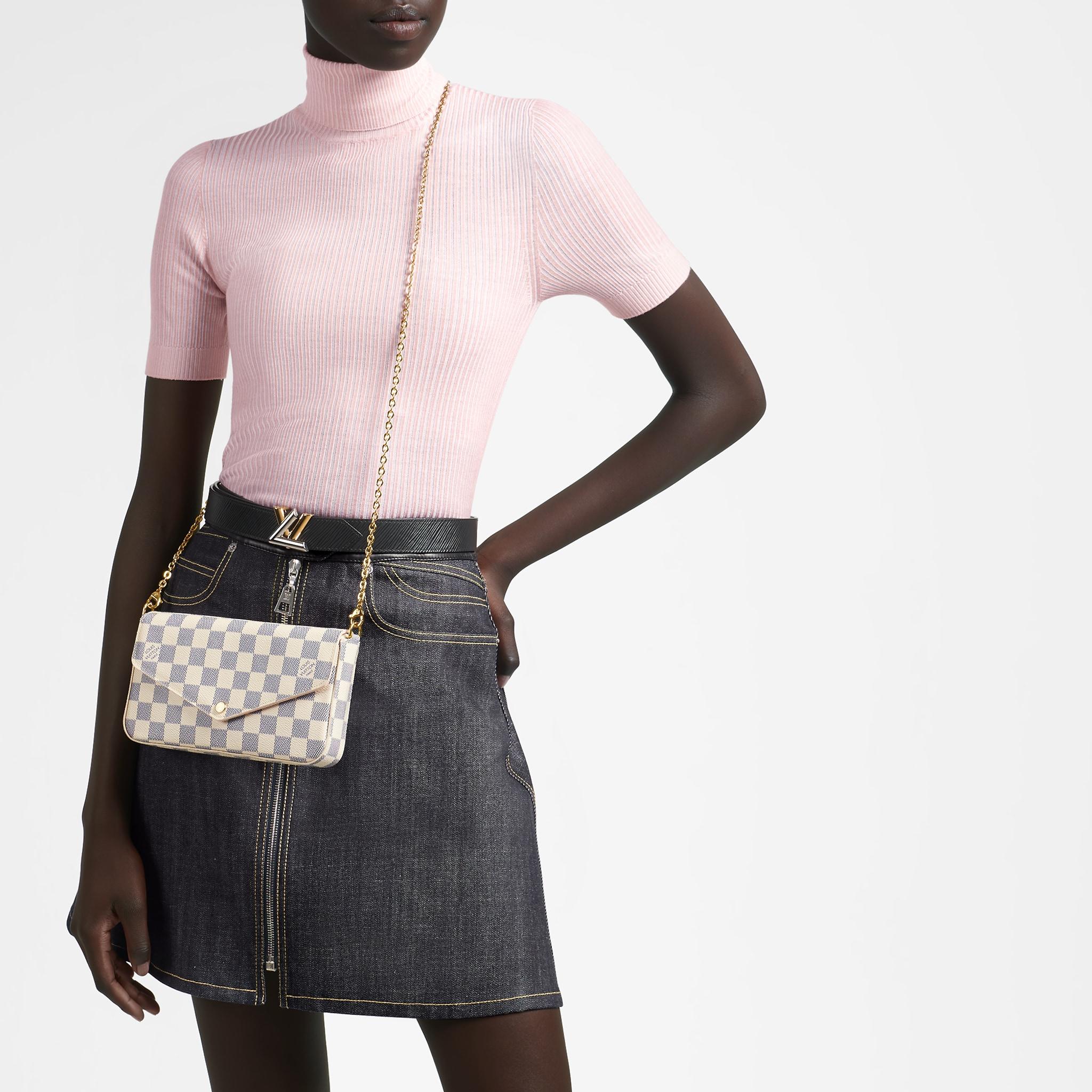 Louis Vuitton Damier Azur Coated Canvas And Cowhide Leather Pochette Félicie  For Sale at 1stDibs