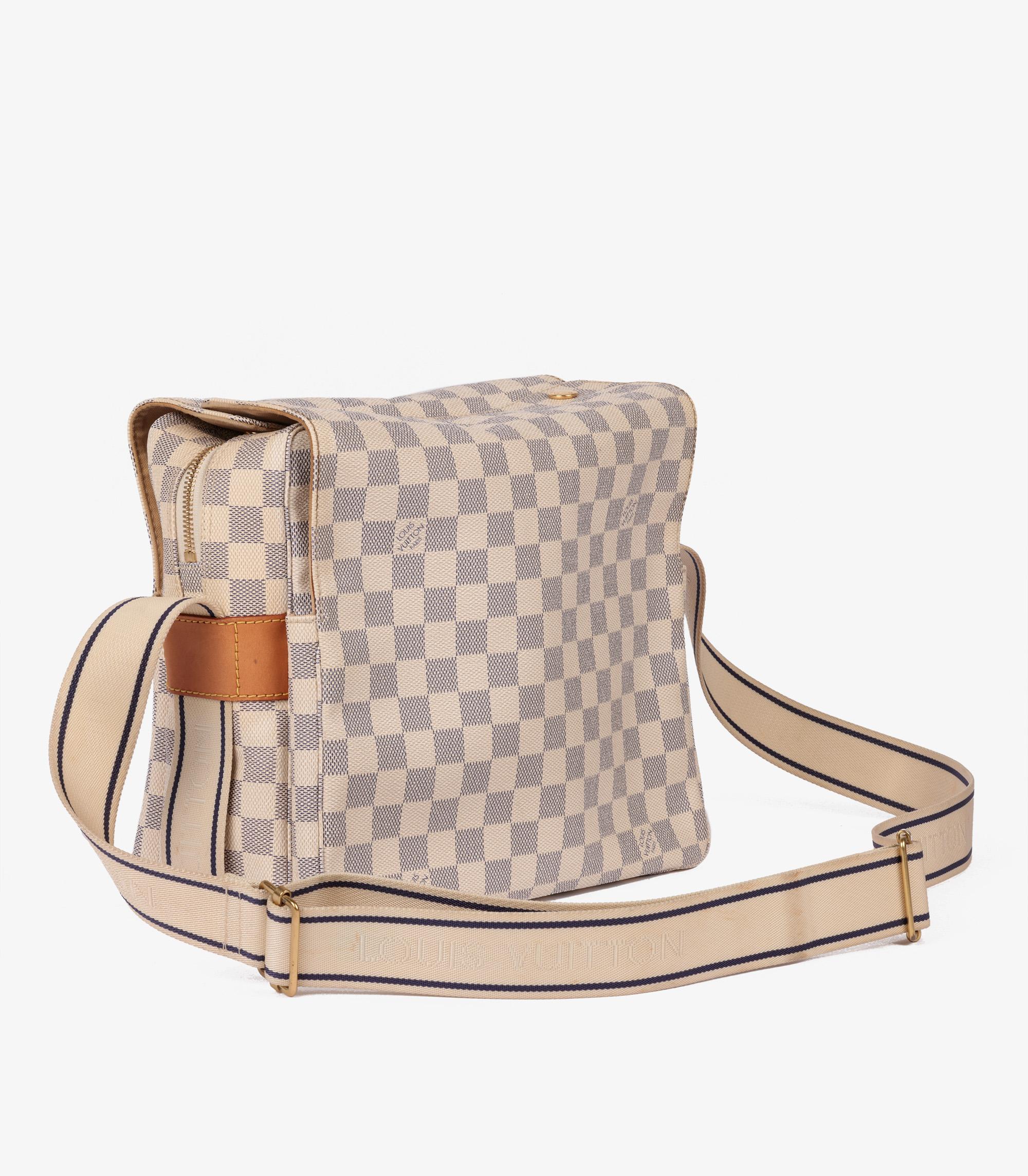 Beige Louis Vuitton Damier Azur Coated Canvas Naviglio For Sale